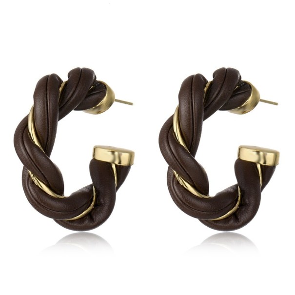 Boucles d'oreilles rondes pour femmes G1192 marron