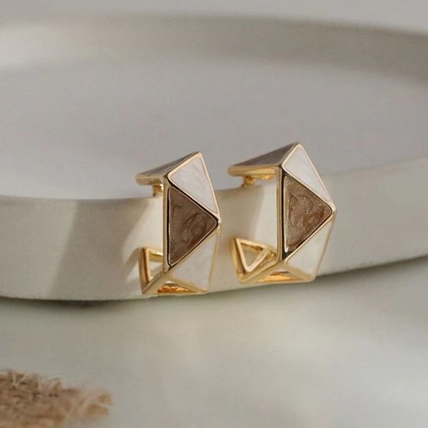 Boucles d'oreilles rondes pour femmes G1243 blanc