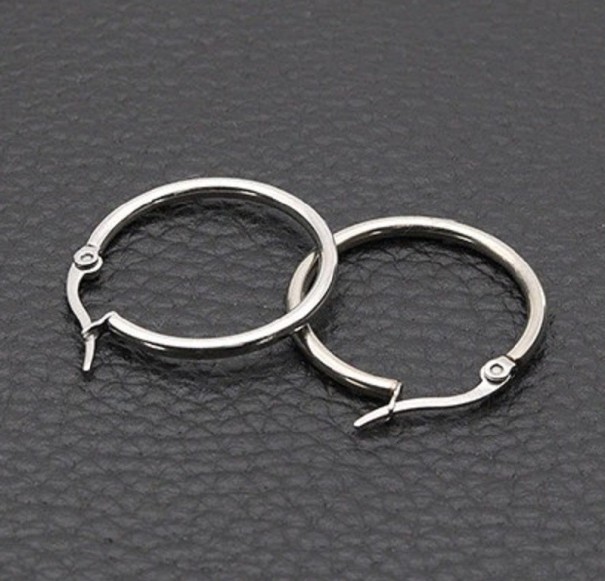Boucles d'oreilles rondes pour femmes G473 argenté 65 mm
