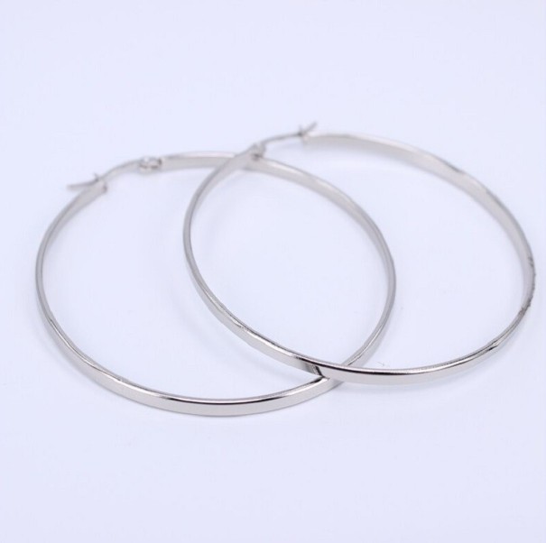 Boucles d'oreilles rondes pour femmes G871 argenté 60 mm