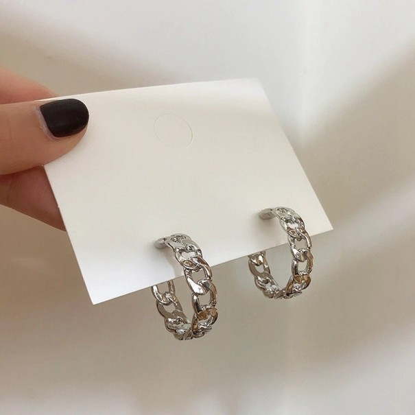 Boucles d'oreilles rondes pour femmes H713 argenté