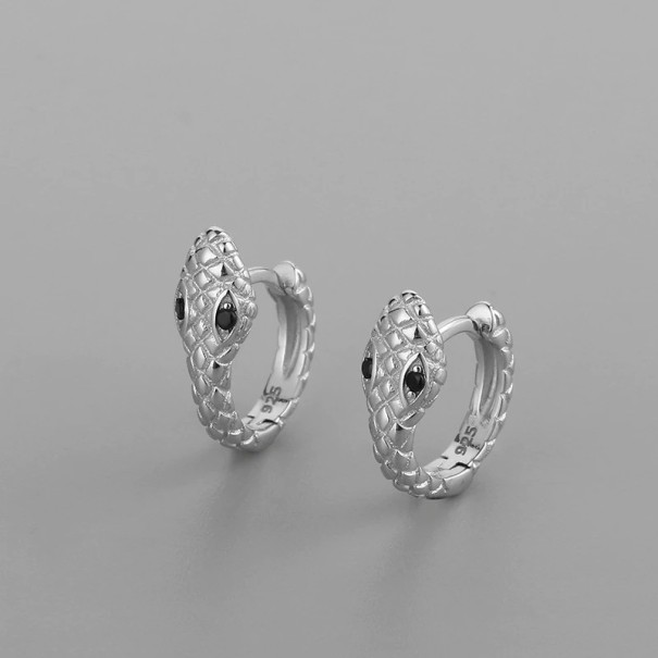 Boucles d'oreilles rondes pour femmes serpent argenté