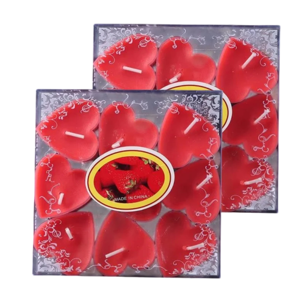 Bougies chauffe-plat en forme de cœur ensemble décoratif 18 pièces 4 x 1,8 cm bougies pour décorations de mariage, célébrations et arrangements romantiques rouge
