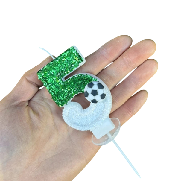 Bougies de gâteau de football 8,5 x 5,5 cm Chiffres d’anniversaire avec motif de ballon Décorations de muffins Décorations de gâteaux en paraffine Fête de football 5