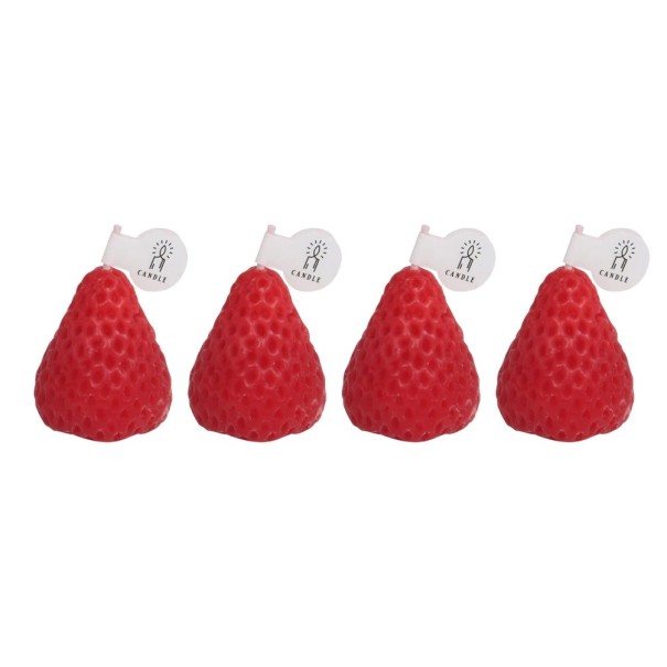 Bougies parfumées décoratives fraise 4 pcs rouge
