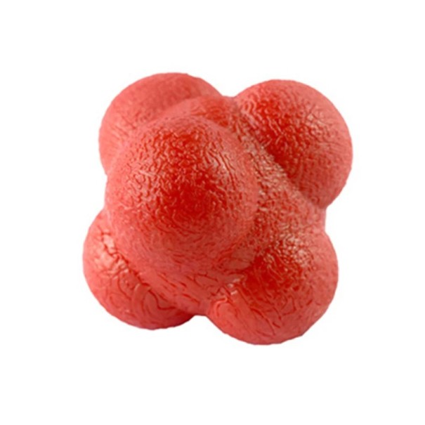 Boule rebondissante hexagonale avec rebond irrégulier 5,5 cm balle en caoutchouc antistress pour jouer et s'amuser rouge