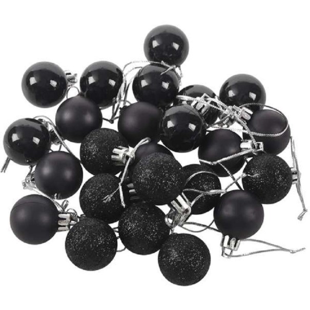 Boules de Noël noires 24 pcs 1