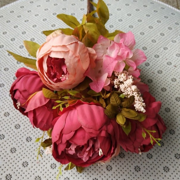 Bouquet de pivoines artificielles J3460 rouge-rose