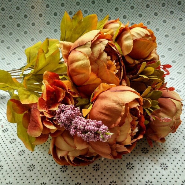 Bouquet di peonie artificiali J3460 caffè