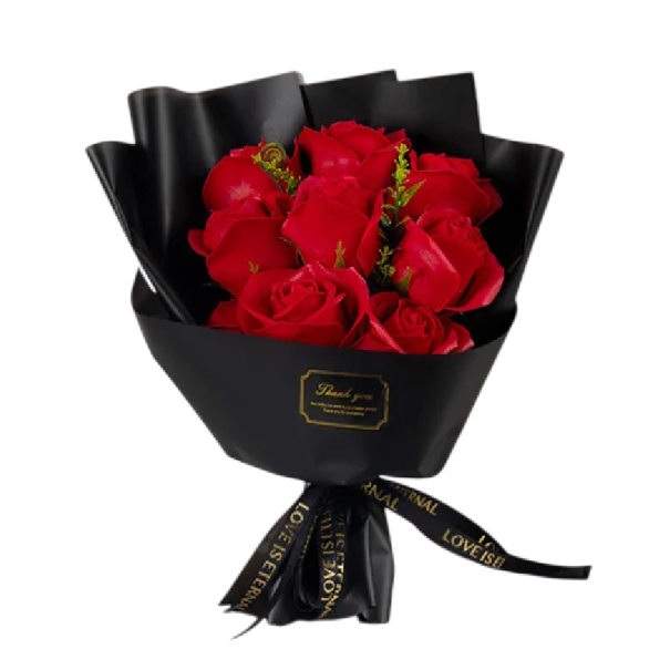 Bouquet of 9 Soap Roses 28 x 17 cm Luxury Fragrant Rose Set in Gift Packaging Elegant Decoration and Original Romantic Gift for Women red