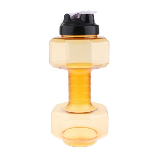 Bouteille d'eau en forme d'haltère 2600 ml jaune