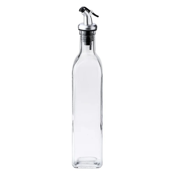 Bouteille d’huile d&#39;olive en verre 500 ml, carafe de cuisine transparente avec presse, bouteille anti-fuite pour vinaigre, sauce soja et épices barbecue 1