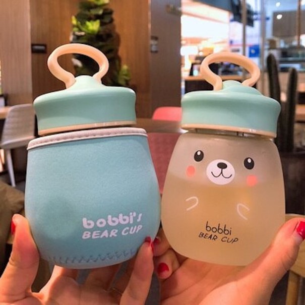 Bouteille de voyage pour enfants avec ours en peluche turquoise 2
