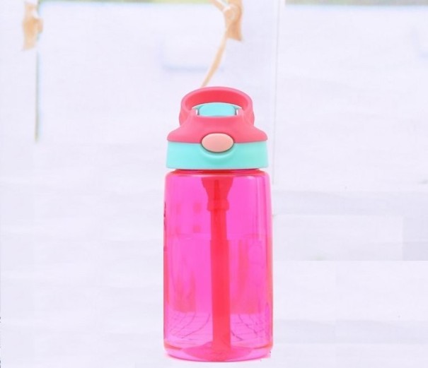 Bouteille de voyage pour enfants avec paille rose
