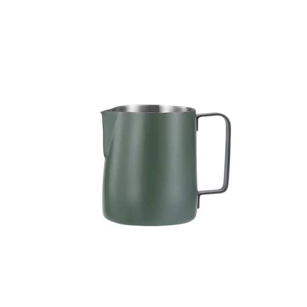 Bouteille en acier inoxydable pour mousser le lait 350 ml 9 × 8 cm Pichet professionnel en acier inoxydable pour cappuccino latte art utilisation domestique et barista vert