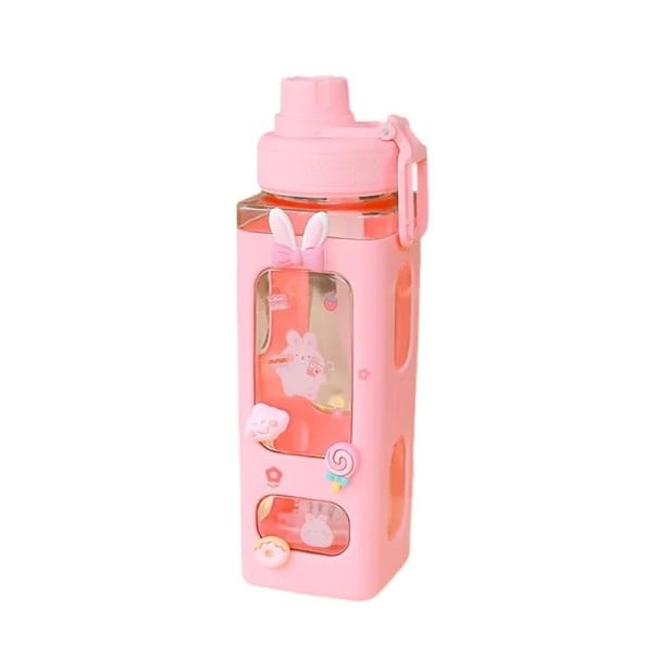 Bouteille en plastique à boire avec paille et surface en silicone 900 ml sans BPA bouteille en plastique pour une consommation quotidienne rose