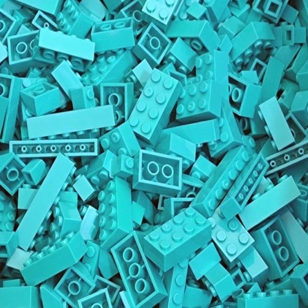 Bouwstenen in verschillende maten 125 g Creatieve bouwpakketten voor kinderen Kleurrijke bouwdelen Verschillende soorten blokken Bouwpakketten Leeftijd 6+ turquoise