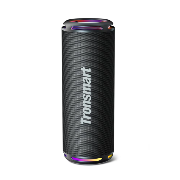 Boxă Bluetooth portabilă, impermeabilă IPX7, bas puternic de 25W, baterie de 4000mAh, control prin aplicație, efect luminos, card SD tip C negru