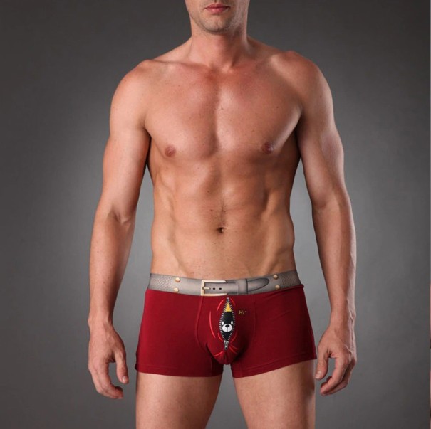 Boxers pour hommes avec ours en peluche bordeaux L