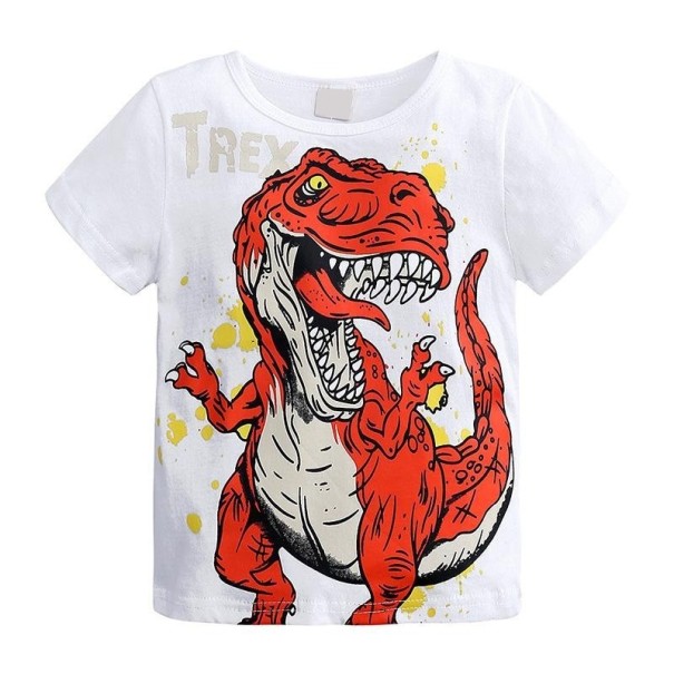 Boys' T-Shirt with Dinosaur B1618 white 12-24 months