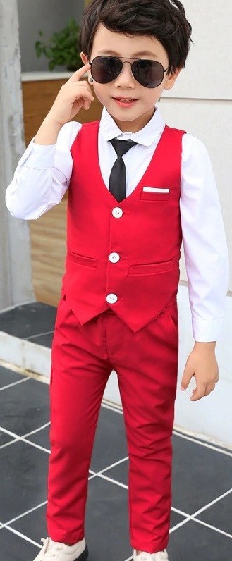 Boys' Waistcoat and Trousers red 4