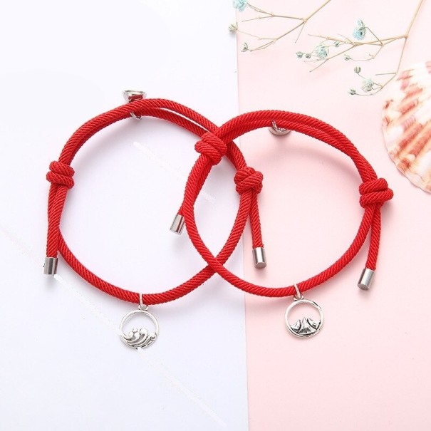 Bracciale a corda magnetico per coppie 2 pz rosso