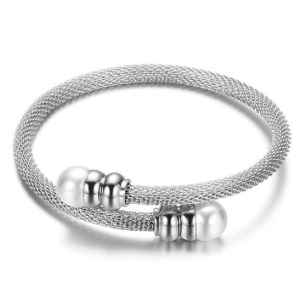 Bracciale aperto da donna con perle H508 argento