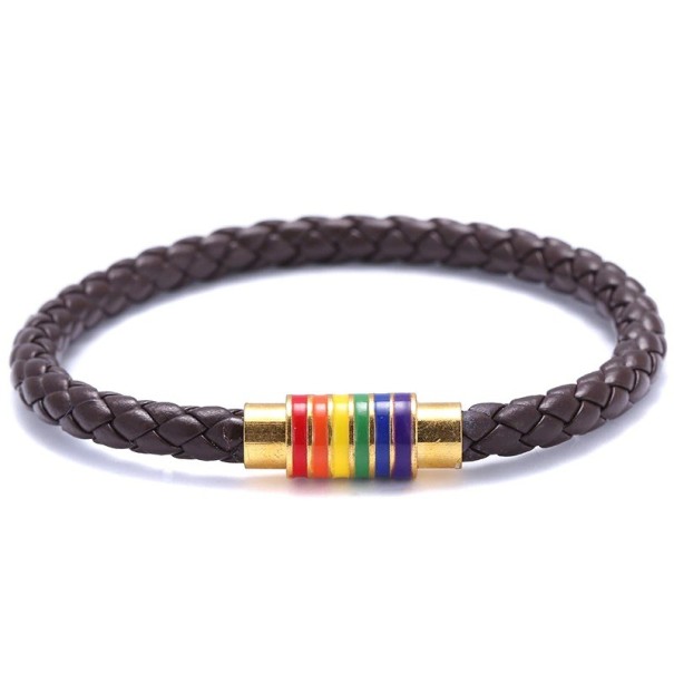 Bracciale arcobaleno in pelle oro 2