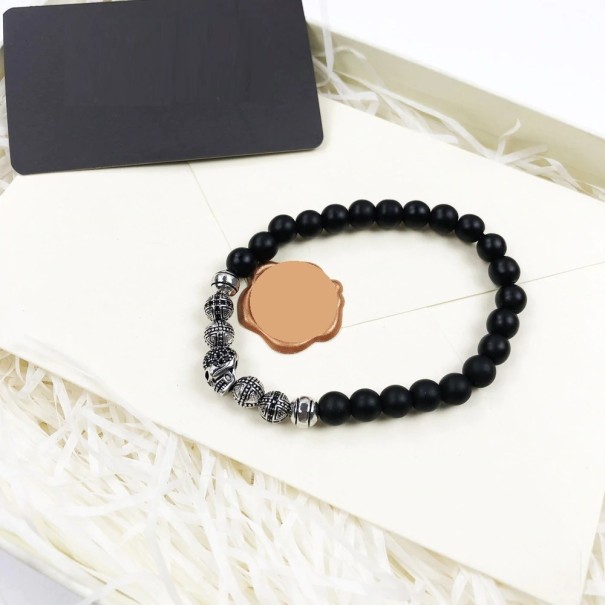 Bracciale da donna con perline e teschio 17 cm