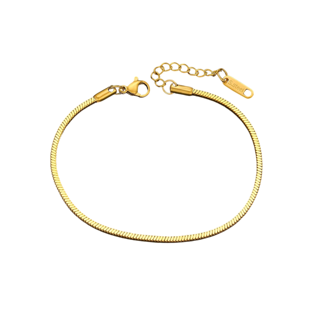 Bracciale da uomo in acciaio inossidabile con catena a serpente quadrata 17,5 cm con prolungamento regolabile di 5 cm e spessore di 1,2 mm Design elegante e impermeabile oro