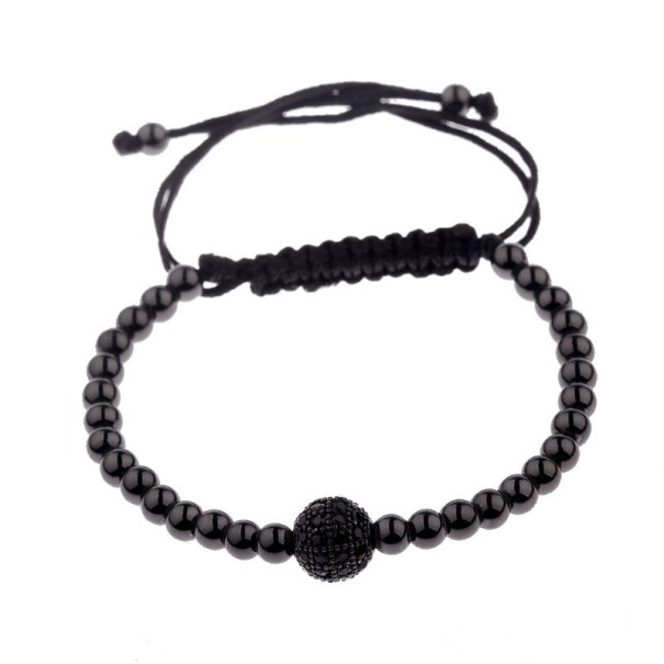 Bracciale di perline con pallina nero