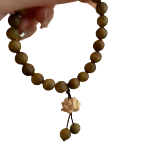 Bracciale di perline in legno di sandalo 19 cm colore marrone naturale elastico accessorio stiloso per uso quotidiano 1