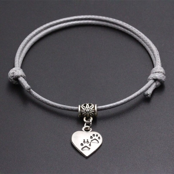 Bracciale in corda con cuore H469 grigio