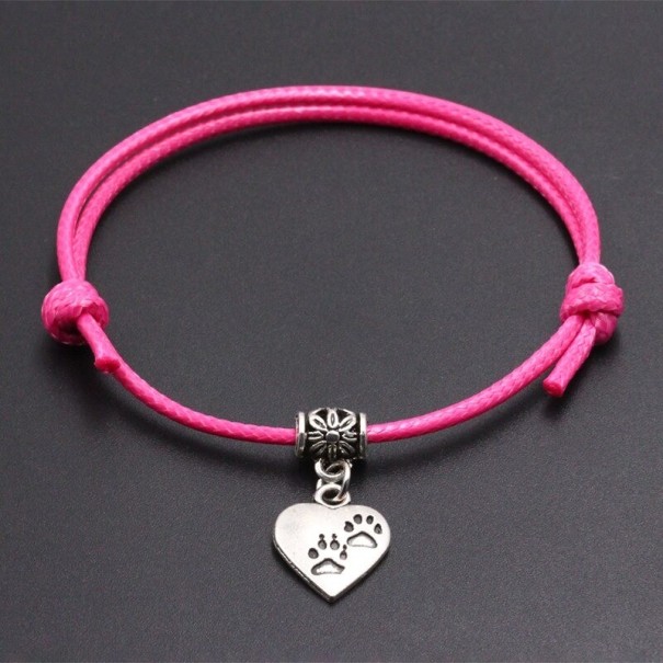 Bracciale in corda con cuore H469 rosa scuro