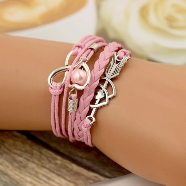 Bracciale in corda da donna H304 rosa
