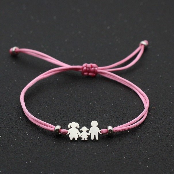 Bracciale in corda famiglia rosa chiaro 1