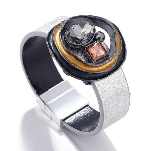 Bracciale in pelle da donna H484 grigio chiaro