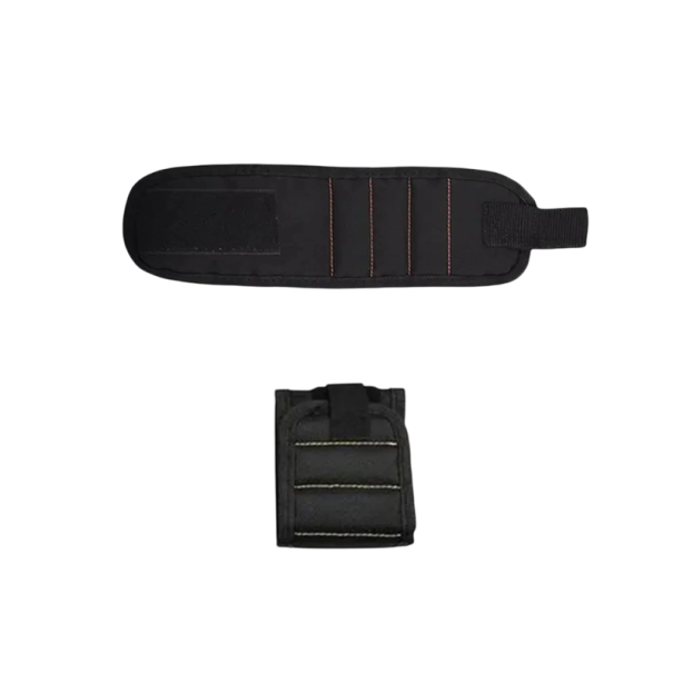 Bracciale magnetico per viti e attrezzi Cintura regolabile per il polso per fai-da-te Supporto per punte, chiodi e viti Attrezzatura elettrica nero