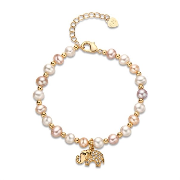 Bracciale perle da donna con elefante 1