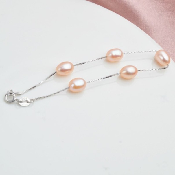 Bracciale perle da donna P48 rosa 1