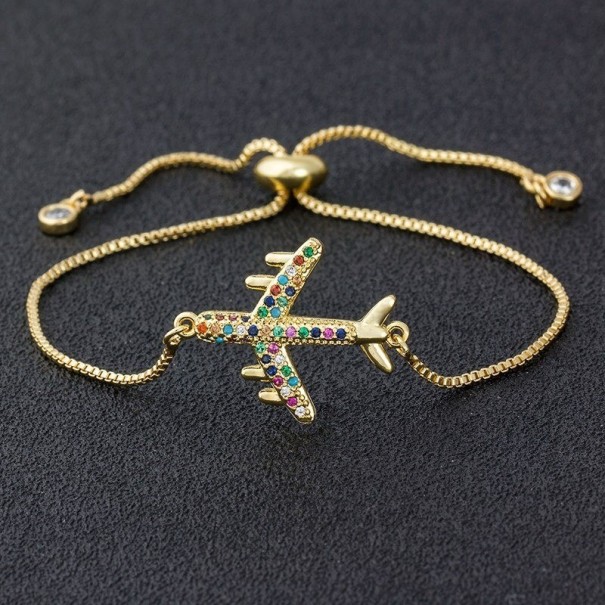 Bracciale regolabile da donna con aereo oro