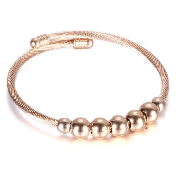 Bracciale rigido da donna con perline rosa antico