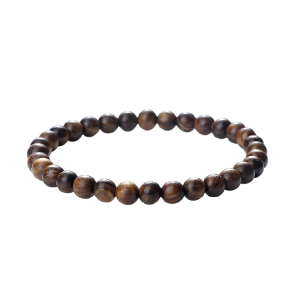 Bracciale unisex in legno con perline da 6 mm lunghezza 19 cm marrone scuro naturale elastico per uso quotidiano 1
