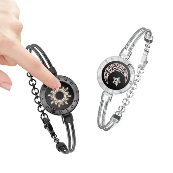 Braccialetti vibranti luminosi per coppie a distanza Luna argentata e Sole nero Promemoria anniversario e chiamata App mobile 1