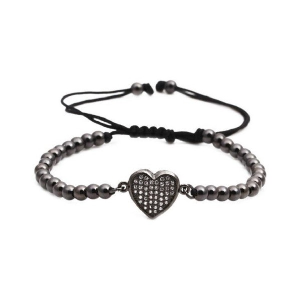 Braccialetto da donna con cordino, perle e cuore 1