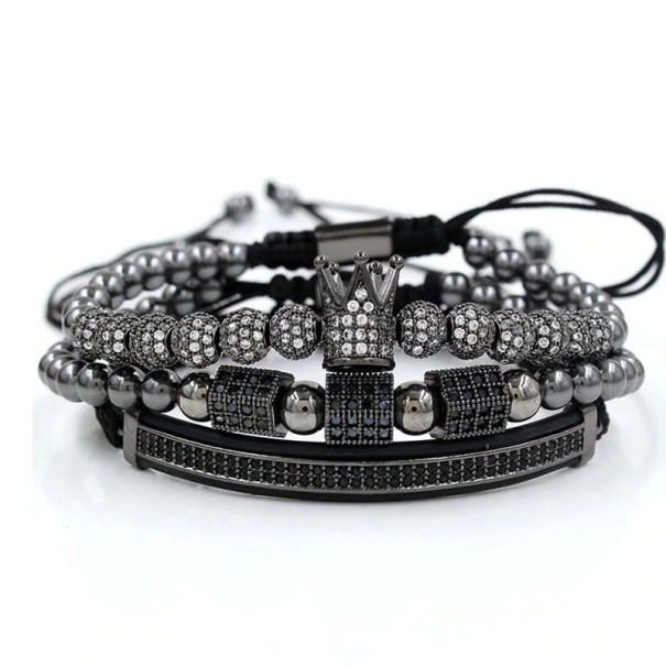 Bracciali di perline da donna 3 pz nero