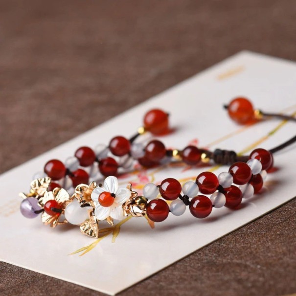 Bracelet à billes pour femmes avec des fleurs 2