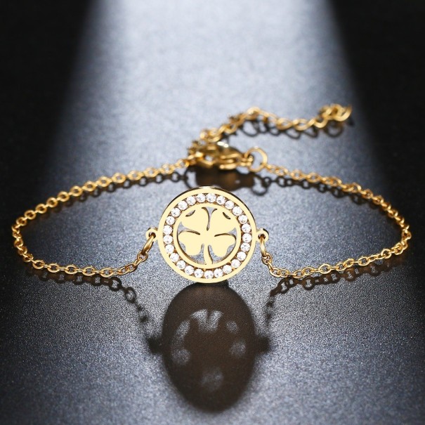 Bracelet à maillons pour femme trèfle H554 doré