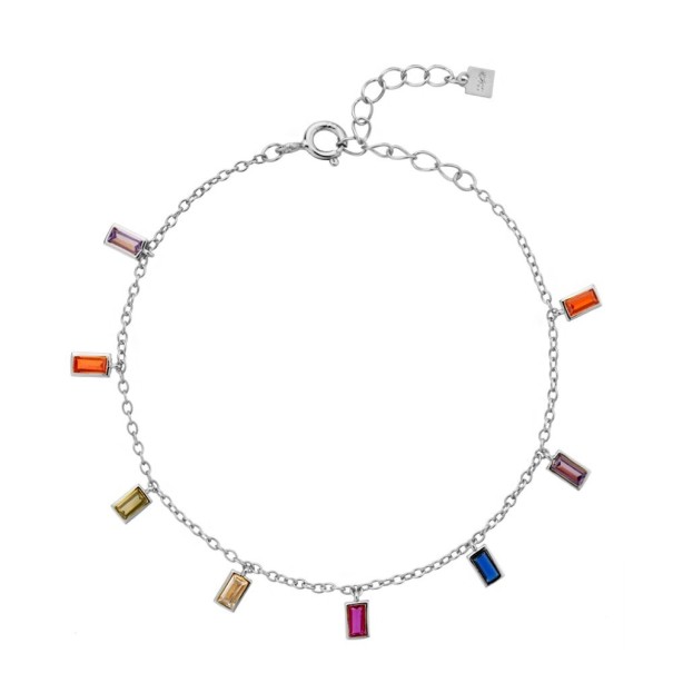Bracelet à maillons pour femmes avec pierres argenté
