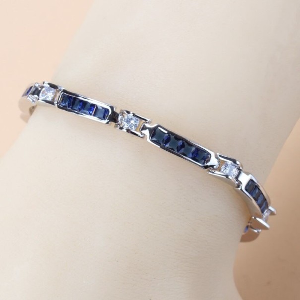 Bracelet à strass pour femmes bleu foncé